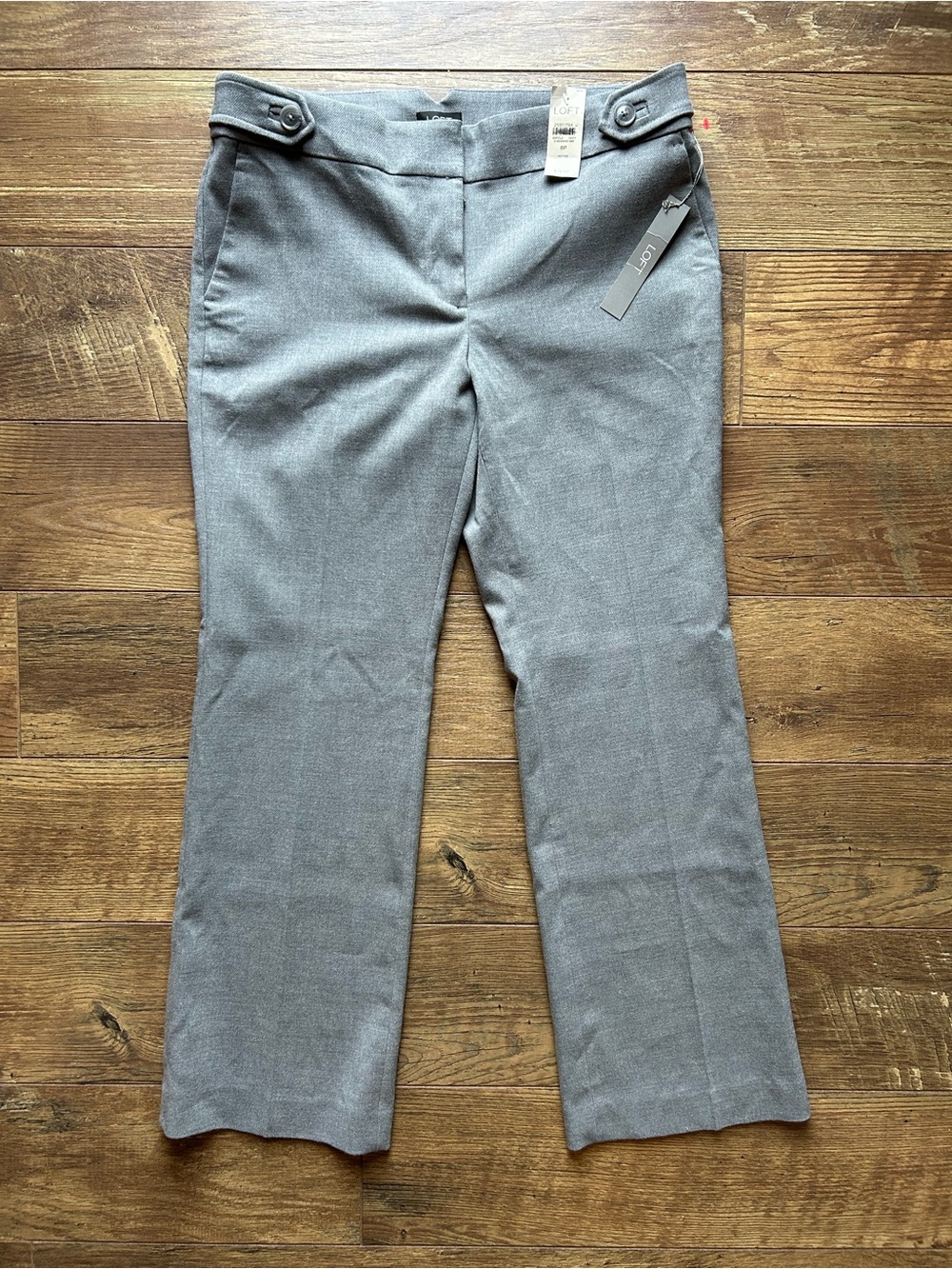LOFT Gray Dress Pants with Button-Tab Waist